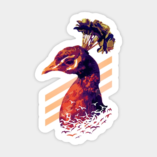 Peacock Sunset Sticker by nippyer